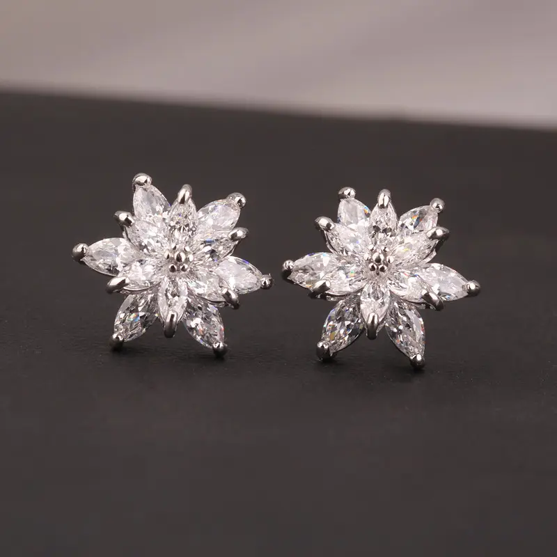 Korean Style Flower Earrings S925 Silver AAA Zircon Mix & Match - Image 4