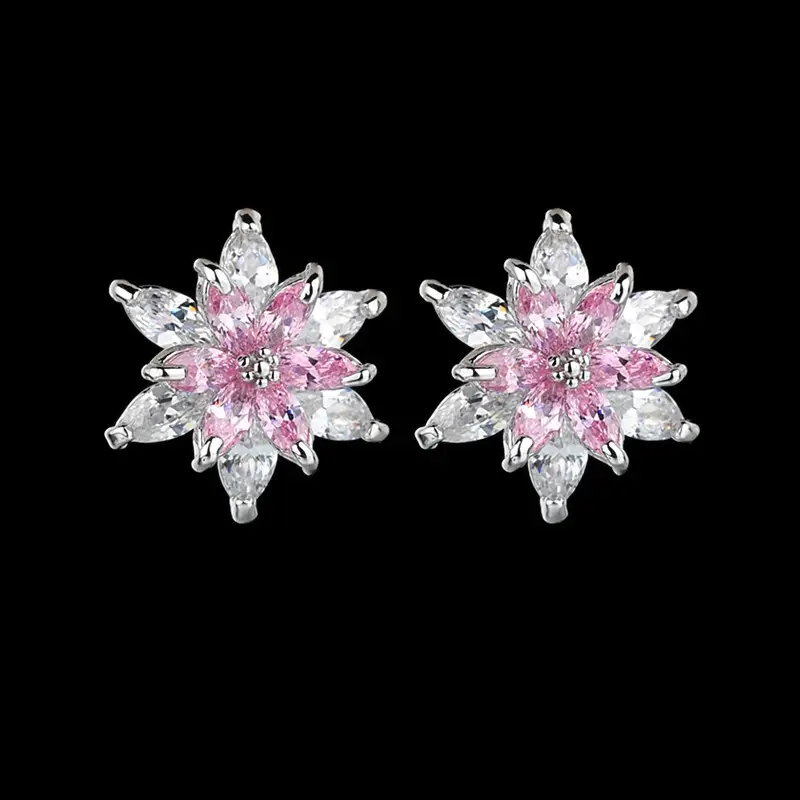Korean Style Flower Earrings S925 Silver AAA Zircon Mix & Match - Image 5