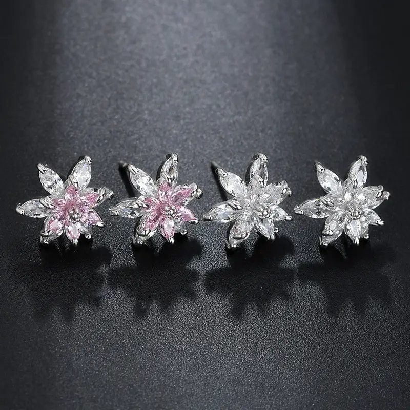 Korean Style Flower Earrings S925 Silver AAA Zircon Mix & Match - Image 6