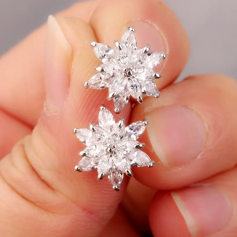 Korean Style Flower Earrings S925 Silver AAA Zircon Mix & Match — feature 20