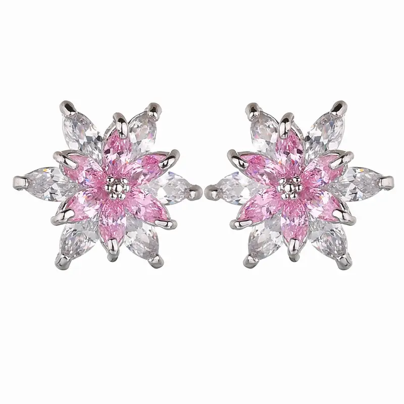 Korean Style Flower Earrings S925 Silver AAA Zircon Mix & Match — feature 4