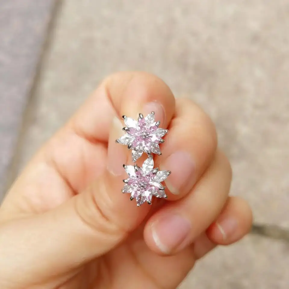 Korean Style Flower Earrings S925 Silver AAA Zircon Mix & Match — feature 7