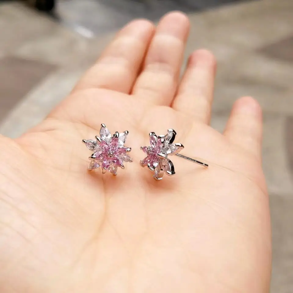 Korean Style Flower Earrings S925 Silver AAA Zircon Mix & Match — feature 8