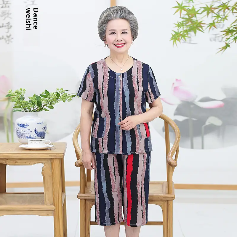 70-Yearold Cotton Silk Lady Suit Blue Floral - Image 13