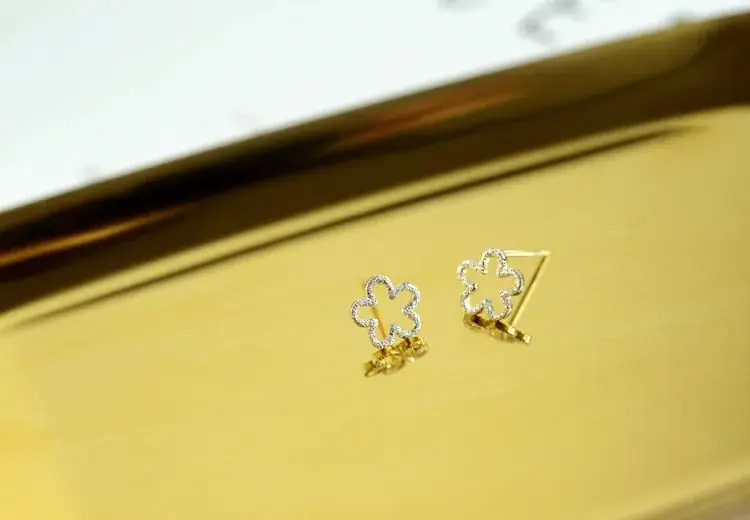 Frosted Plum Blossom Earrings S925 Silver Small — feature 5