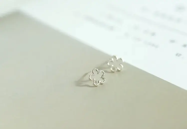 Frosted Plum Blossom Earrings S925 Silver Small — feature 6