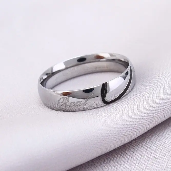 Korean Titanium Steel Love Rings Black Gold - Image 2