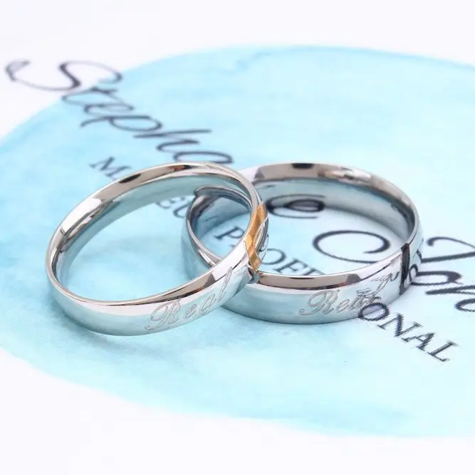 Korean Titanium Steel Love Rings Black Gold - Image 4