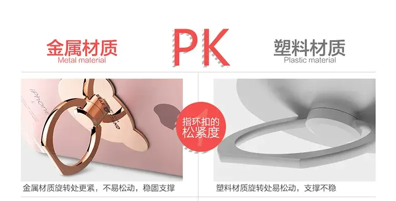 Rose Gold Heart Branded Mobile Phone Ring Bracket for Anti-Lost Ladies — feature 17