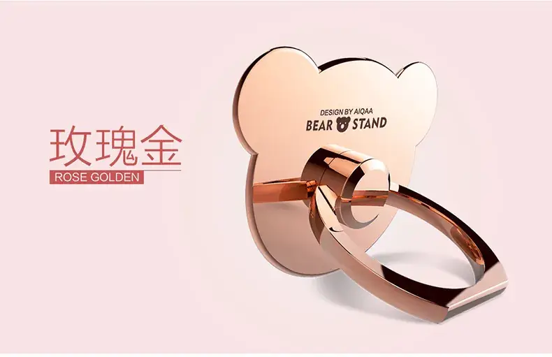 Rose Gold Heart Branded Mobile Phone Ring Bracket for Anti-Lost Ladies - Image 3