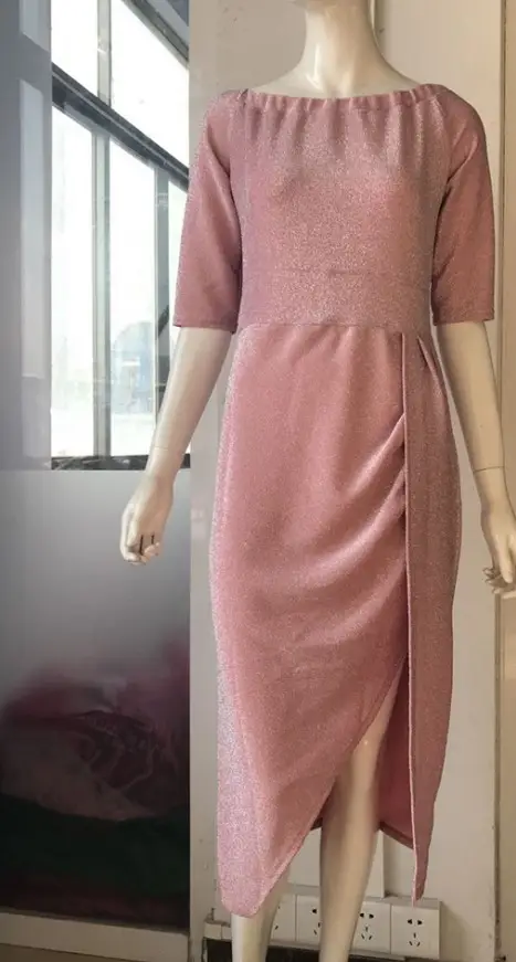 Purple Hip Slit One-Line Collar Dress for Women - Image 11