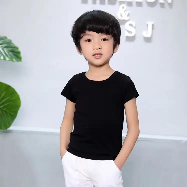 2024 Boys Cotton Short Sleeve T-Shirt White Blue - Image 5