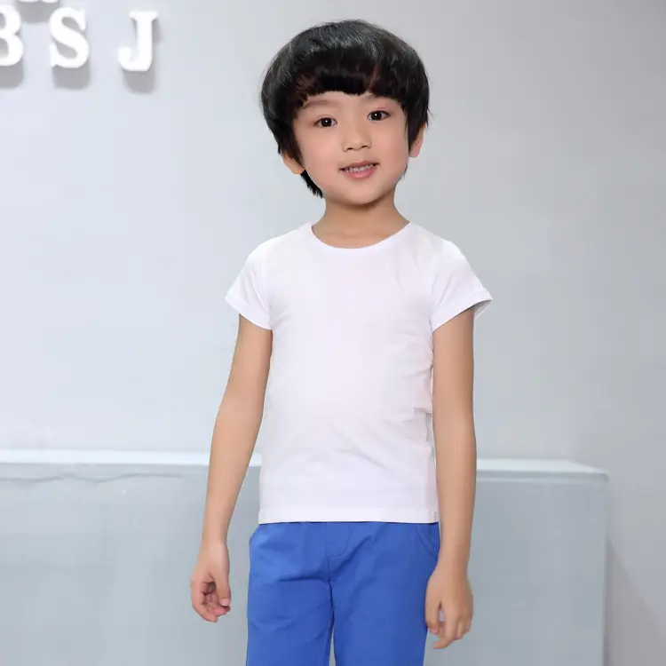 2024 Boys Cotton Short Sleeve T-Shirt White Blue - Image 8