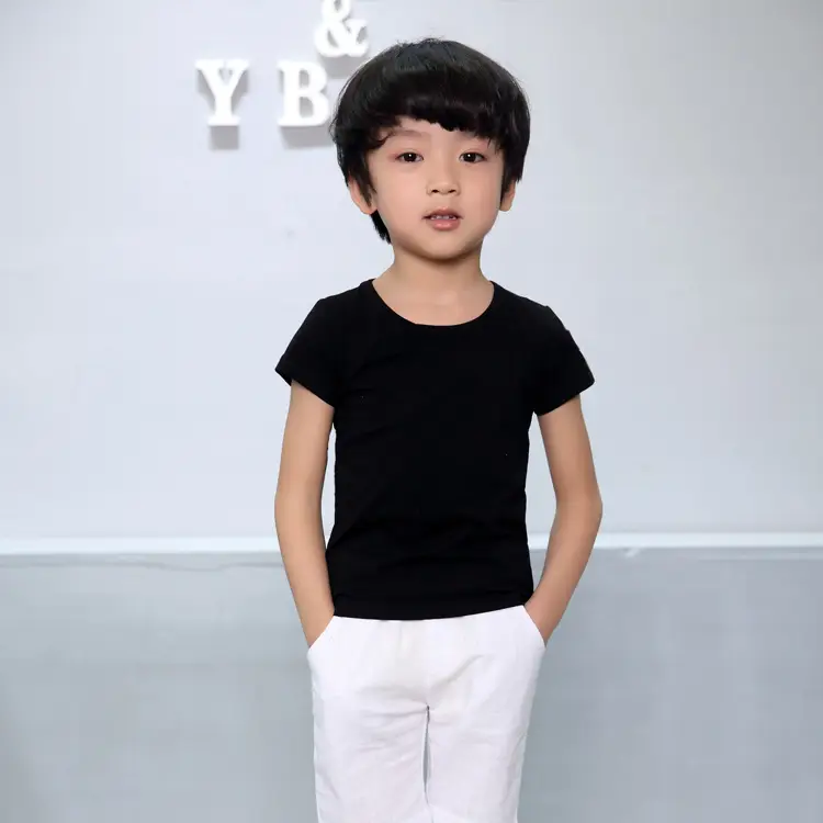 2024 Boys Cotton Short Sleeve T-Shirt White Blue - Image 2