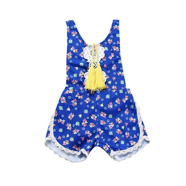 Girls Sleeveless Printed Tassel Shorts Set - Image 4