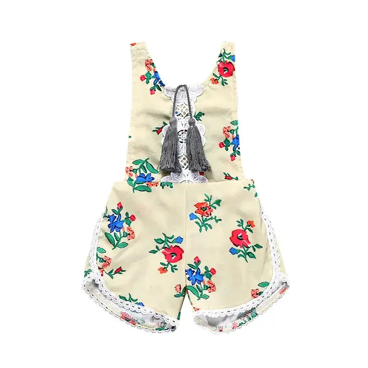 Girls Sleeveless Printed Tassel Shorts Set - Image 3