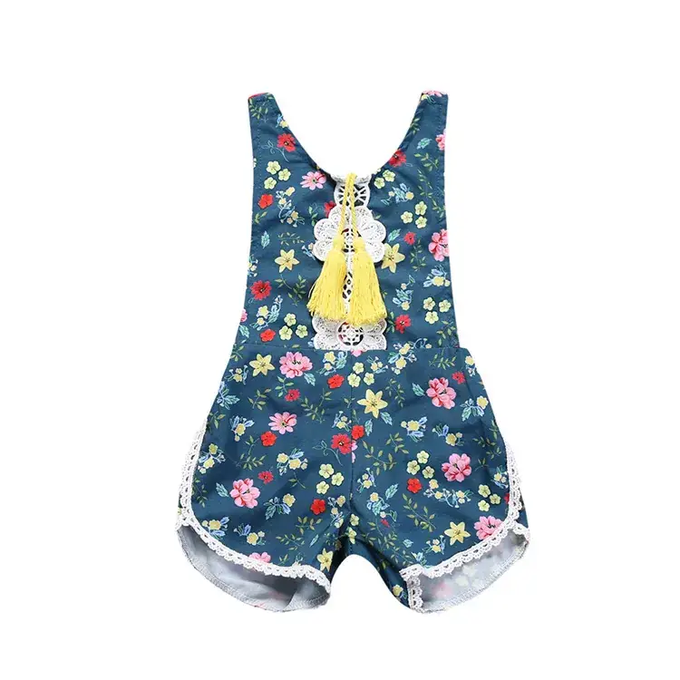 Girls Sleeveless Printed Tassel Shorts Set - Image 7