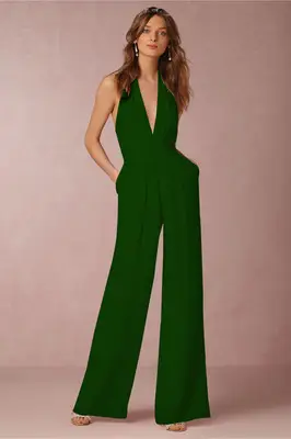 Red Sleeveless Halter Jumpsuit for Women - Image 5