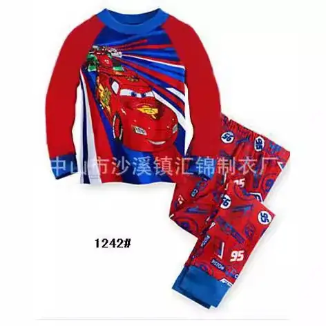 Baby Cotton Monster Print Pajamas Set Brown Striped