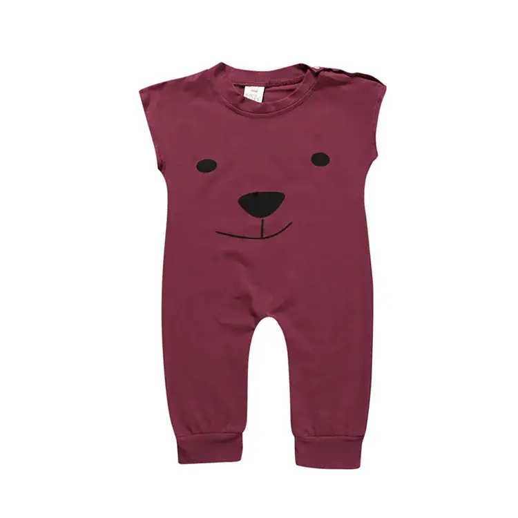 Black Cotton Sleeveless Baby Jumpsuit with Camel Print - Image 7