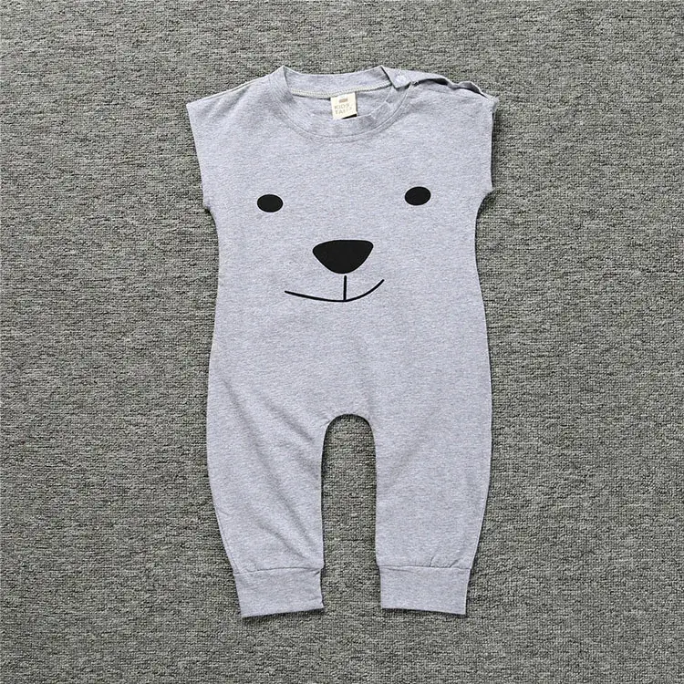 Black Cotton Sleeveless Baby Jumpsuit with Camel Print - Image 8