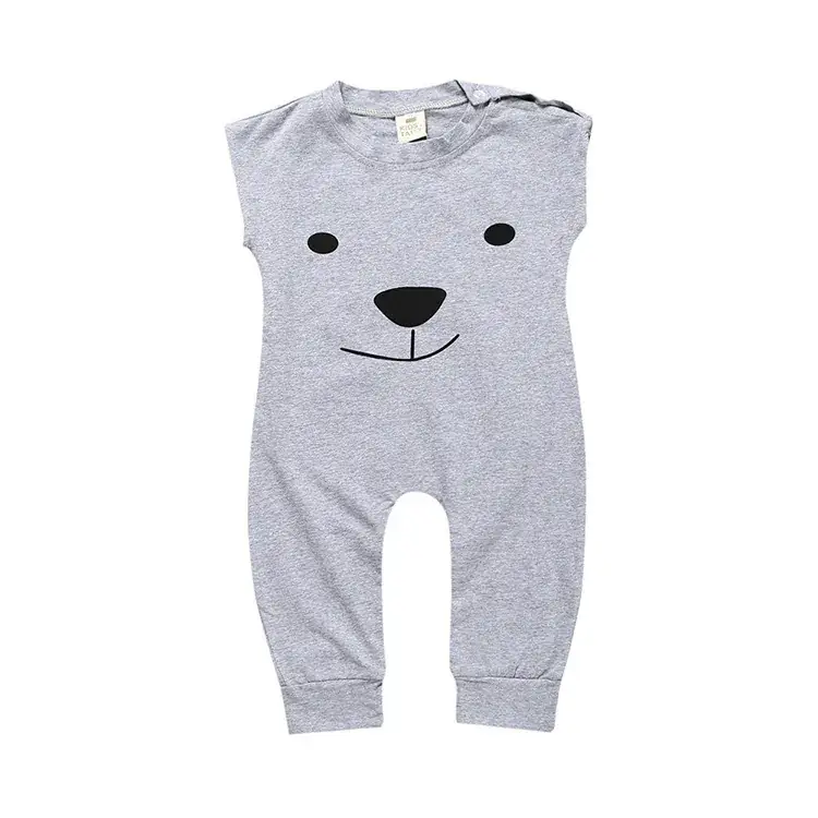Black Cotton Sleeveless Baby Jumpsuit with Camel Print - Image 10