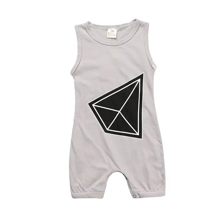 Black Cotton Sleeveless Baby Jumpsuit with Camel Print - Image 3