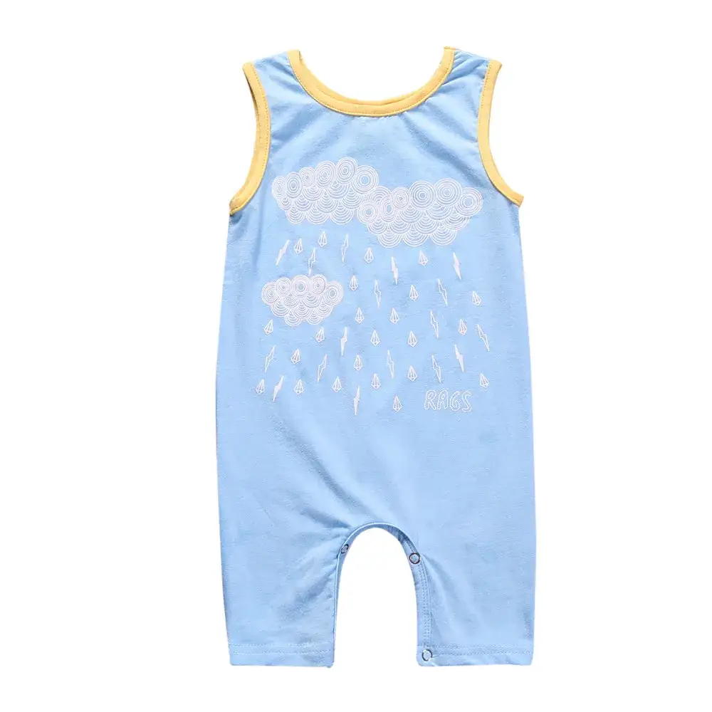 Black Cotton Sleeveless Baby Jumpsuit with Camel Print - Image 4