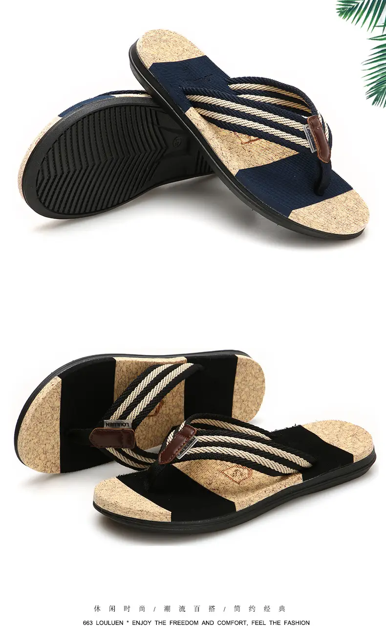 Cross-border Plus Size Beach Flip Flops Men Brown Non-Slip Rubber — feature 14
