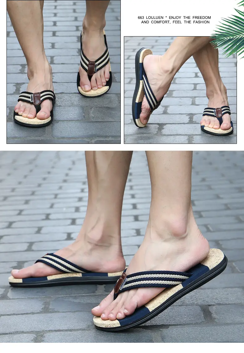 Cross-border Plus Size Beach Flip Flops Men Brown Non-Slip Rubber — feature 9