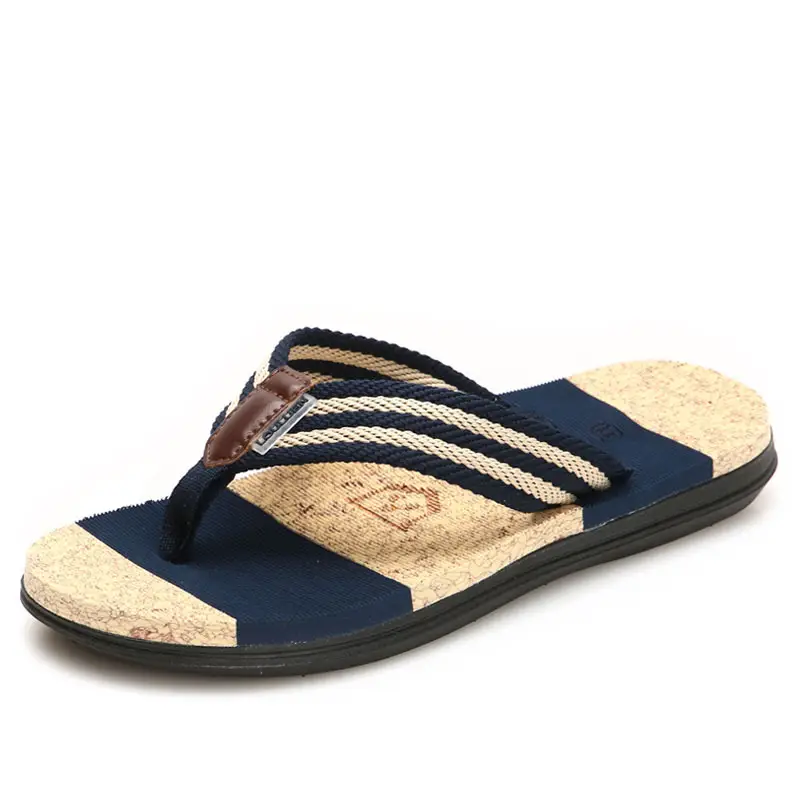 Cross-border Plus Size Beach Flip Flops Men Brown Non-Slip Rubber