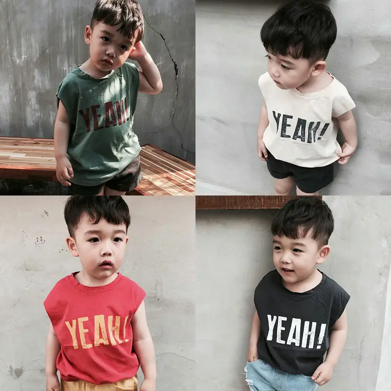 Kids Korean Style Sleeveless T-Shirt Mint Green - Image 4