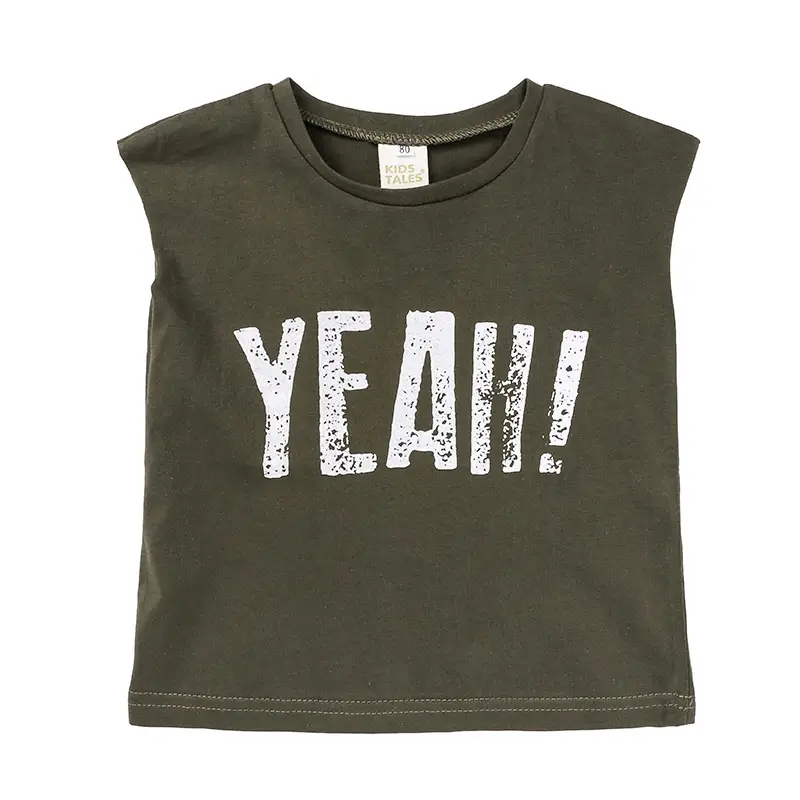Kids Korean Style Sleeveless T-Shirt Mint Green - Image 8