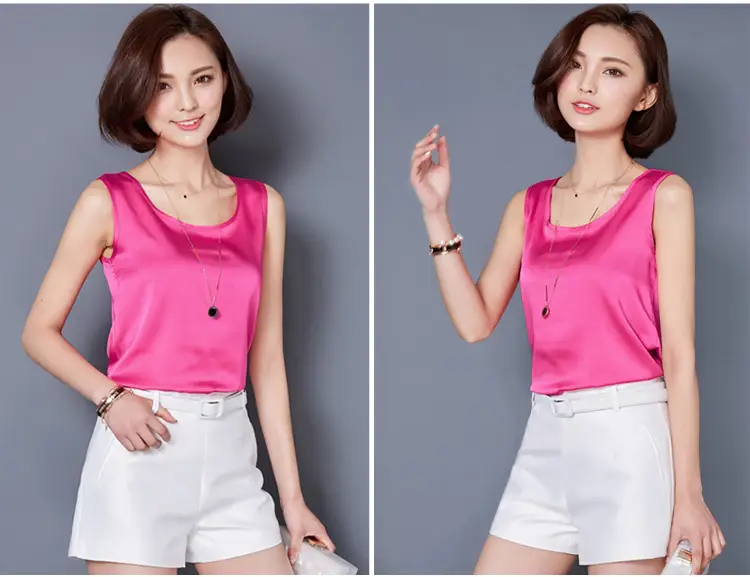 Women Sleeveless Green Satin Top with Choker — feature 21