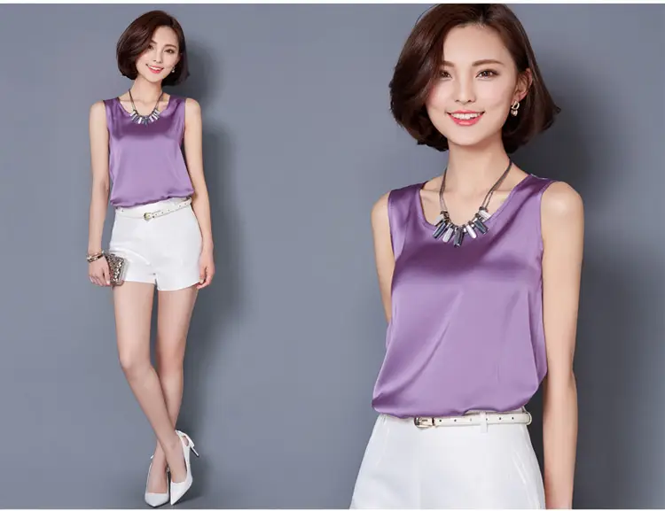Women Sleeveless Green Satin Top with Choker — feature 35