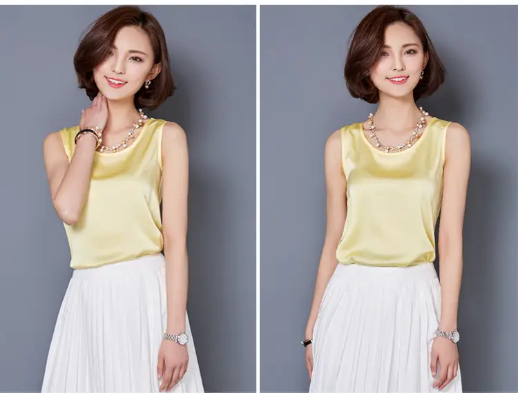 Women Sleeveless Green Satin Top with Choker — feature 41