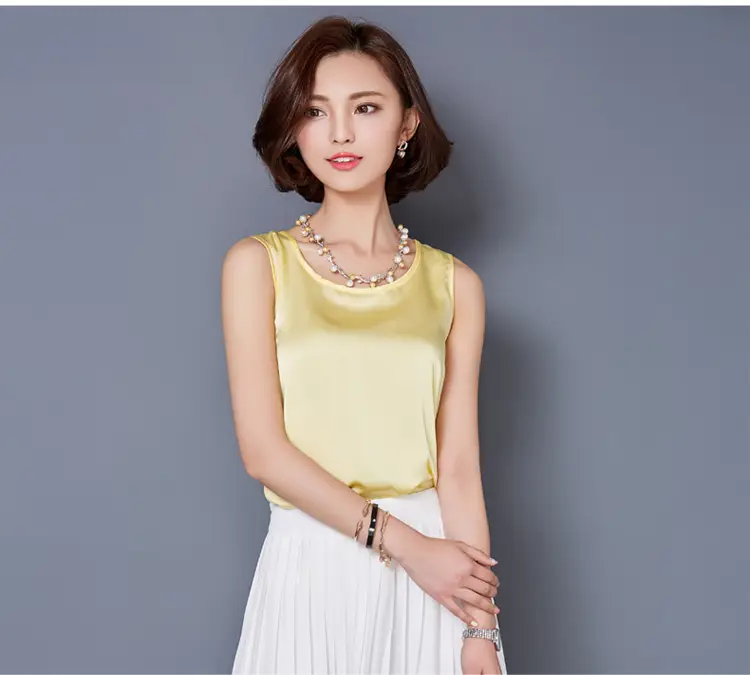 Women Sleeveless Green Satin Top with Choker — feature 42