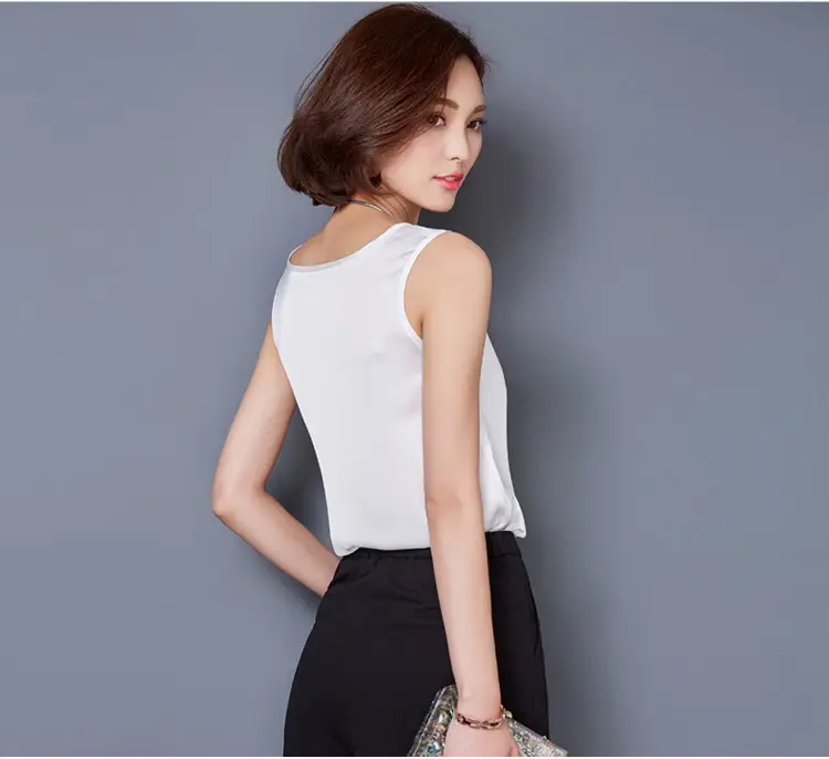 Women Sleeveless Green Satin Top with Choker — feature 68