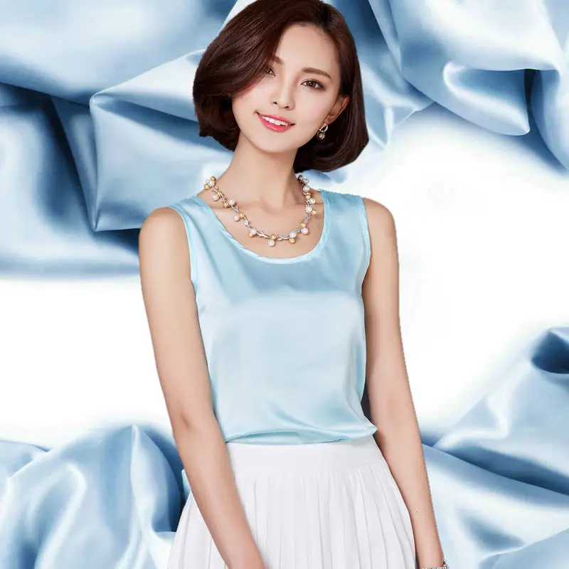 Women Sleeveless Green Satin Top with Choker