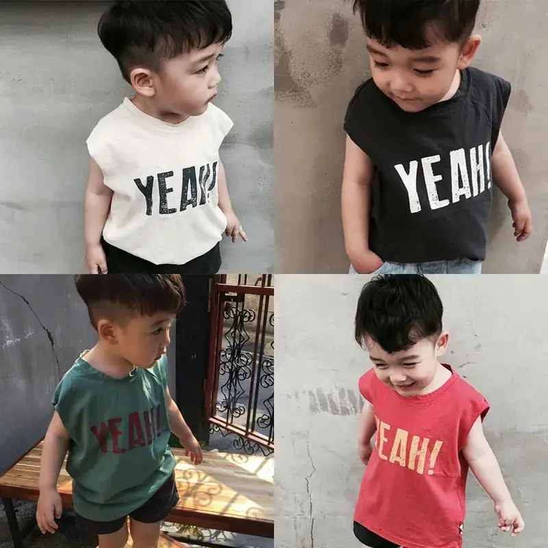 Kids Cotton Vest Red Yellow "YEAR!" 2025 Summer - Image 4