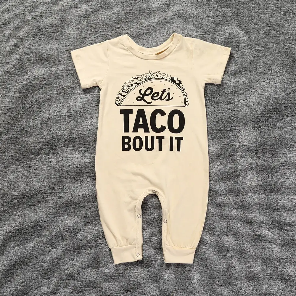 Baby Taco Print Cotton One-Piece Shorts - Image 3