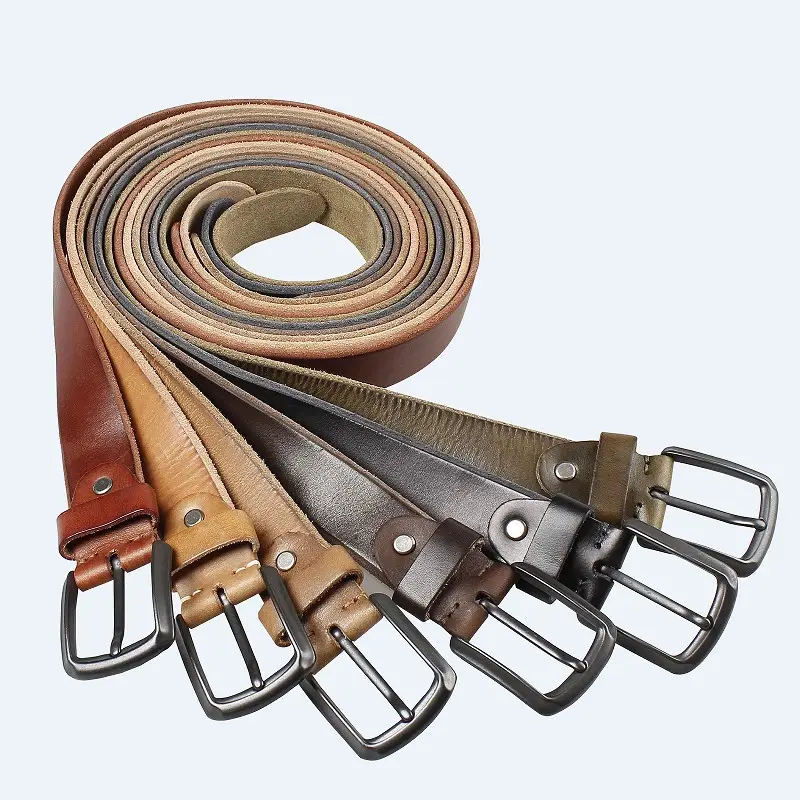 Men's Cowhide Belt with Retro Pin Buckle Brown - Image 8