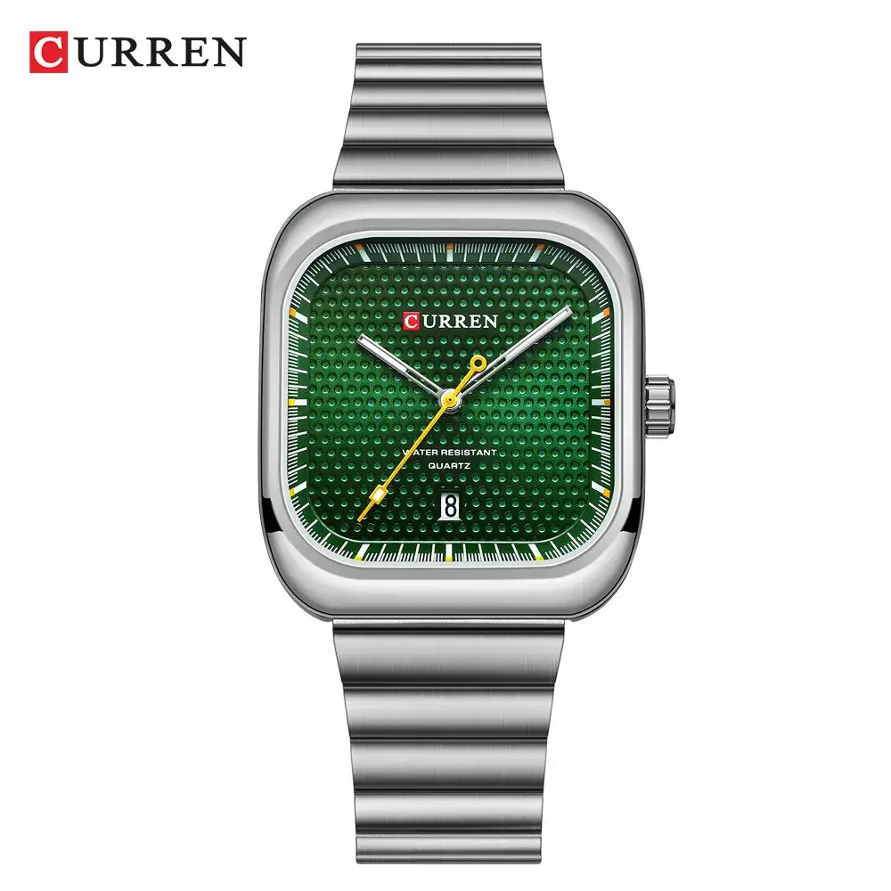 Men's Green Diamond Watch with Steel Belt - Image 7