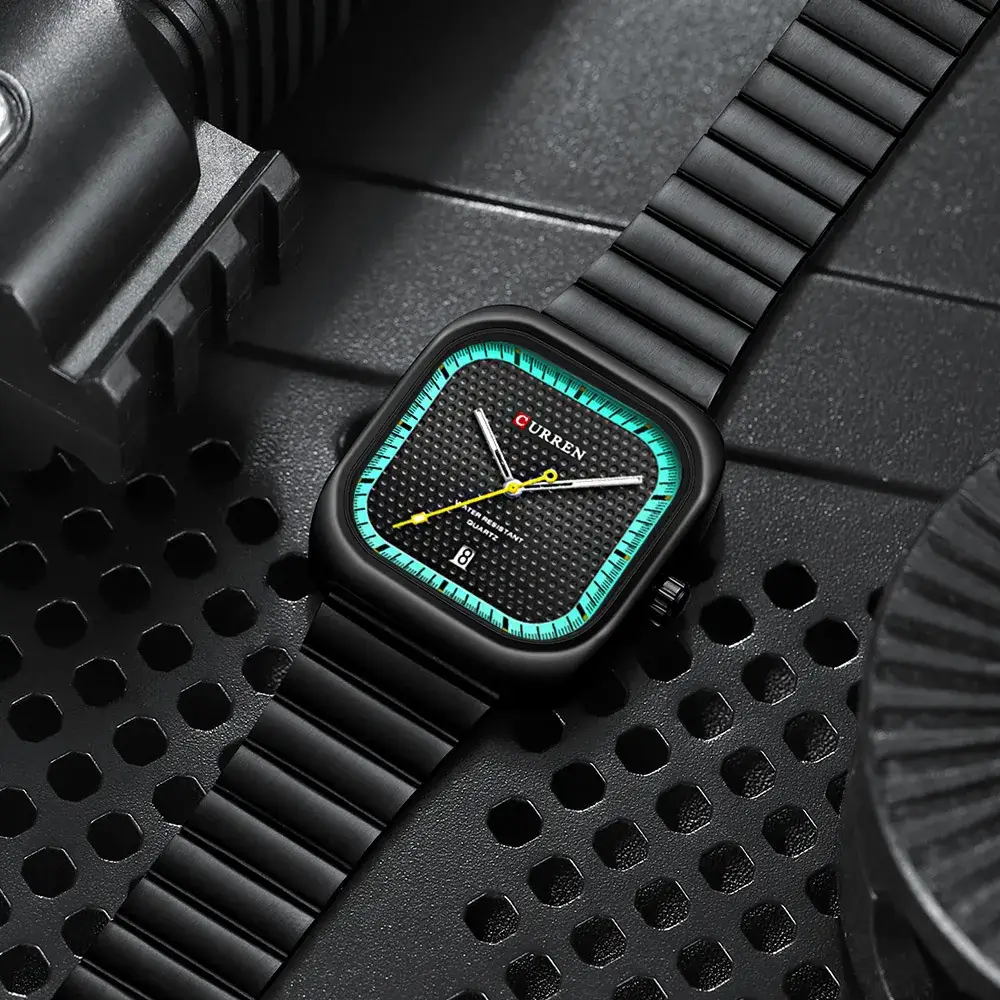Men's Green Diamond Watch with Steel Belt - Image 10