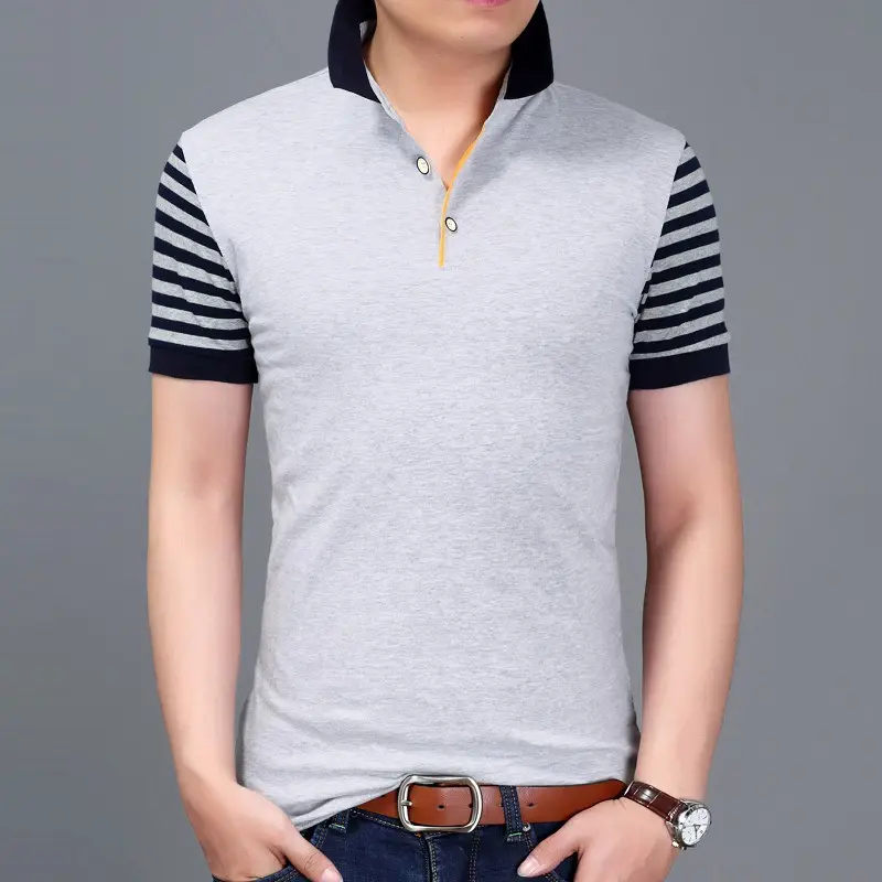 Navy Striped Polo Shirt Slim Fit for Men