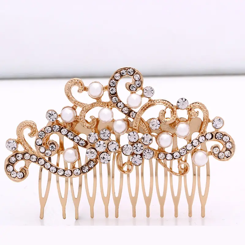 Rose Gold Pearl Diamond Hair Comb for Bridal Accessories — feature 5