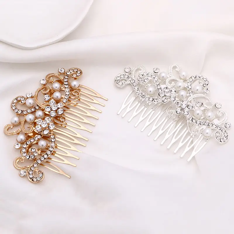 Rose Gold Pearl Diamond Hair Comb for Bridal Accessories — feature 7