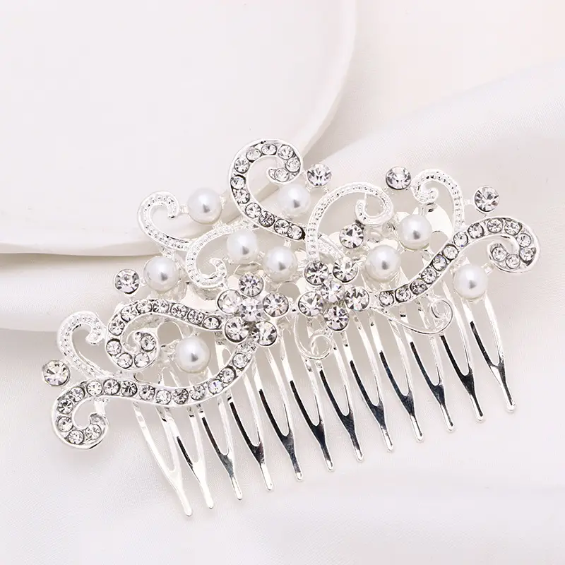 Rose Gold Pearl Diamond Hair Comb for Bridal Accessories — feature 9