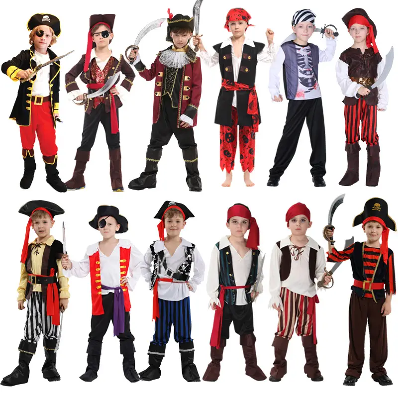 Halloween Pirate Suit for Boys Maroon Black Costume - Image 9
