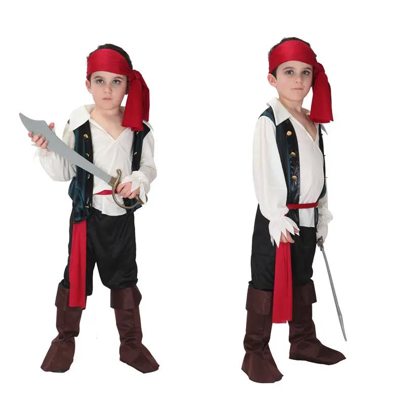 Halloween Pirate Suit for Boys Maroon Black Costume - Image 13